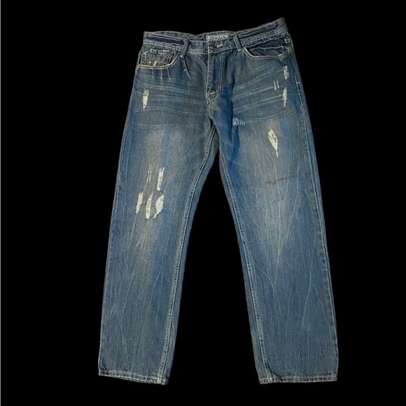 Jordan Craig Men’s Distressed  Blue Jeans Size 34x33 Studded Pocket - Picture 12 of 14